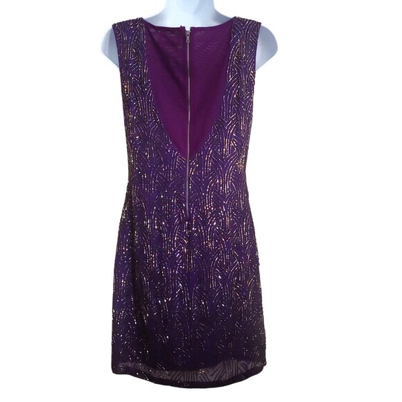 Alice & Olivia 100% Silk Beaded Front/Back Mesh Detail Sparkly Fancy Mini Dress - Picture 6 of 16